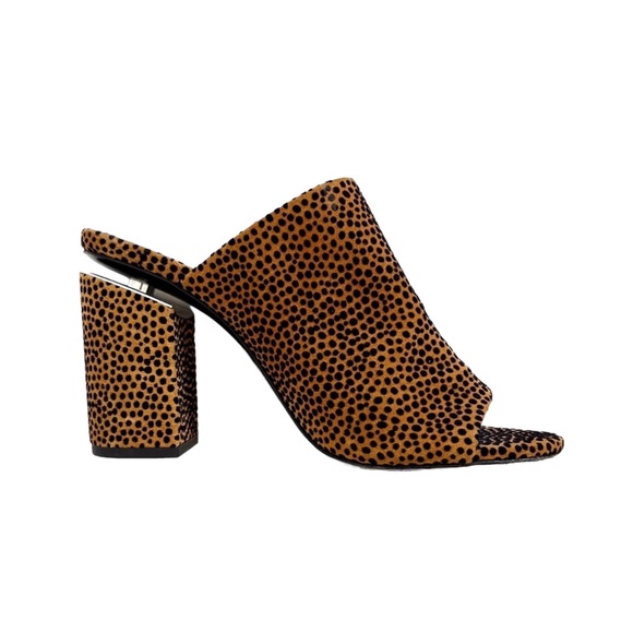 Alexander Wang Brown/Black Animal Print Suede Avery Block Heel Mules Size 38 - Picture 3 of 12